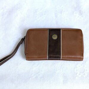 NEVER USED Stone Mountain Tan Cognac Brown Faux Leather Wristlet Wallet